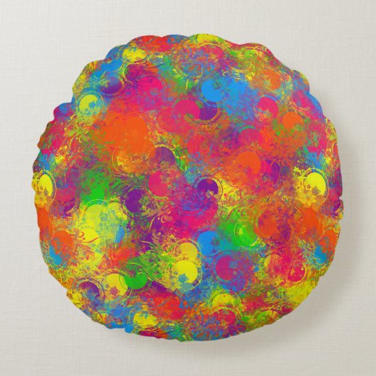 CKC缶絵を描花模様16イン丸い枕 ラウンドクッション (正面)