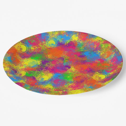 CKC缶絵を描花模様-紙パーティープレート ペーパープレート (アングル)