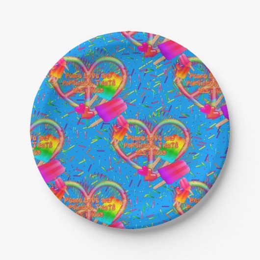 CKC-Peace,Love and Popsicle's,ブルー紙プレート ペーパープレート (正面)