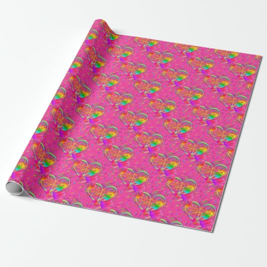 CKC-Peace, Love and Popsicle's, Pink-Gift Wrap ラッピングペーパー (アンロールド)