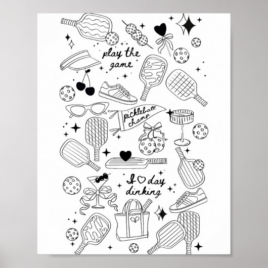 Ckleball Doodles In Black On Beige Retro Comfort C ポスター (正面)