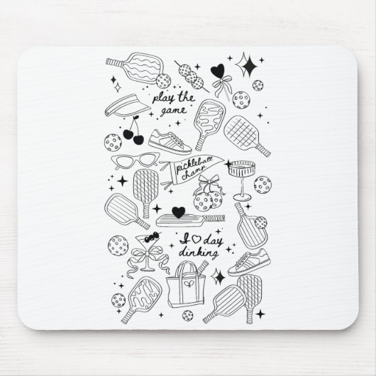 Ckleball Doodles In Black On Beige Retro Comfort C マウスパッド (正面)