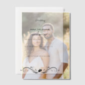 Clエレガント付き白黒結婚式招待状 ベラム紙招待状 (オフセット (カップル))