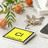 Cl – チキン小さな化学素おもしろい子シンボル キーホルダー (側面)