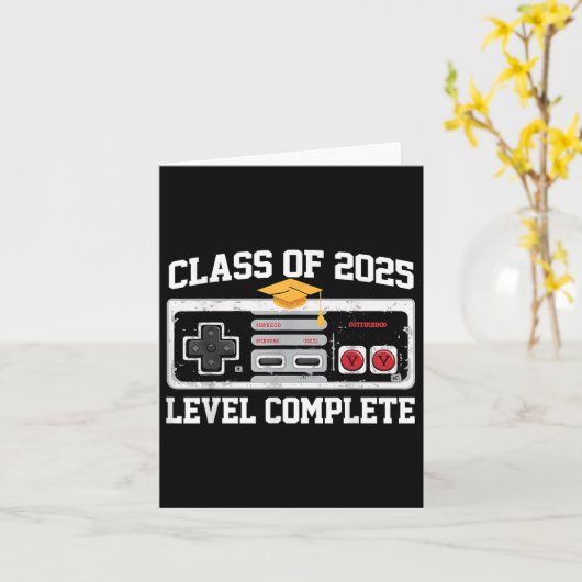 Cl Of 2025 Level Complete Video Gamer Senior Gradu カード (黄色い花)