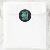 Cl Of 2026 Graduation Varsity Teal And White On Th ラウンドシール (バッグ)