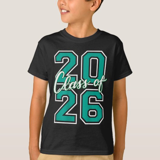 Cl Of 2026 Graduation Varsity Teal And White On Th Tシャツ (正面)