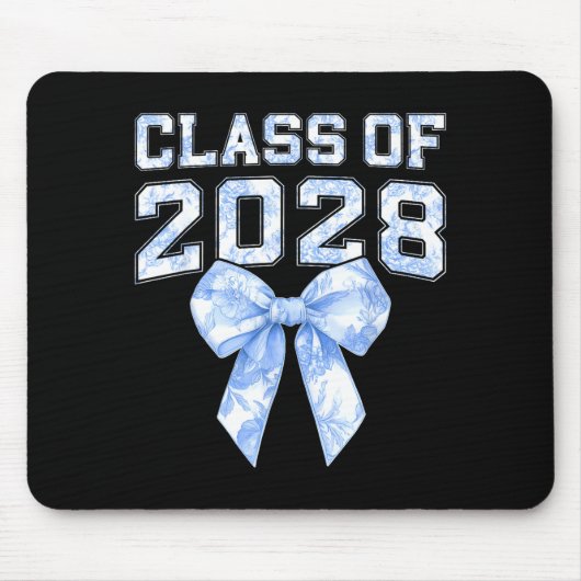 Cl Of 2028 Blue Toile Floral Coquette Bow Girl Kid マウスパッド (正面)