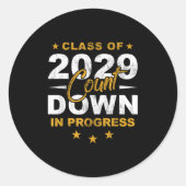 Cl Of 2029 Count Down Graduating Fun First Day 8th ラウンドシール (正面)