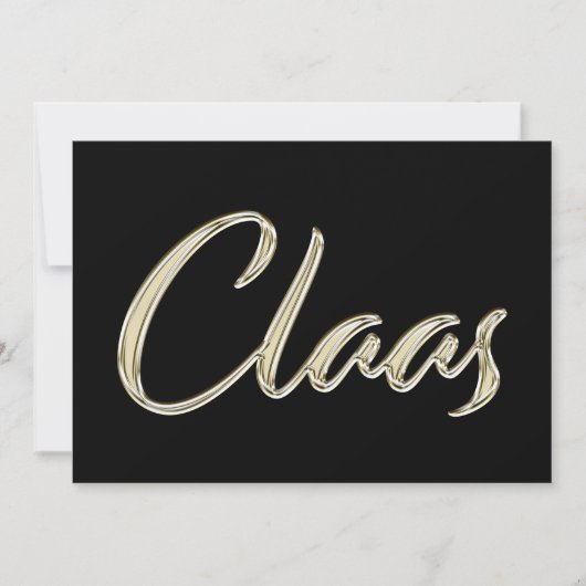 Claas Name white gold Handwriting Karte カード (正面)