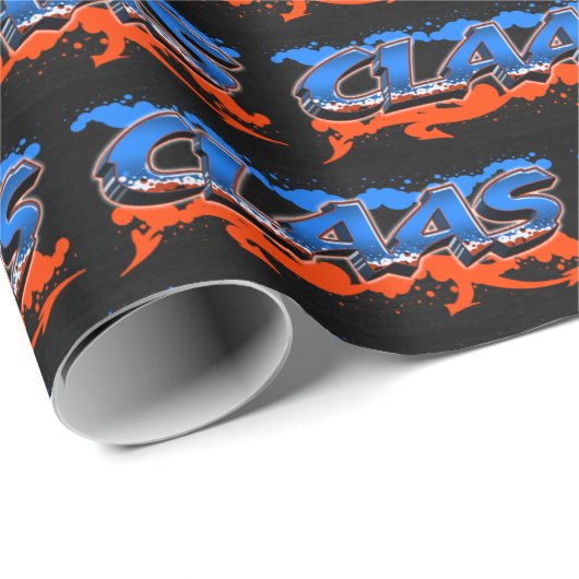 Claas Vorname Name Graffiti blue orange ラッピングペーパー (ロールコーナー)