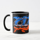 Claas Vorname Name Graffiti blue orange Tasse マグカップ (左)