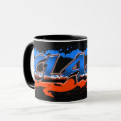 Claas Vorname Name Graffiti blue orange Tasse マグカップ (正面左)