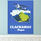 Clackamas Oregonの米国の地図 キャンバスプリント (インサイチュ (ウッドフロア))