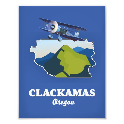 Clackamas Oregonの米国の地図 フォトプリント (正面)