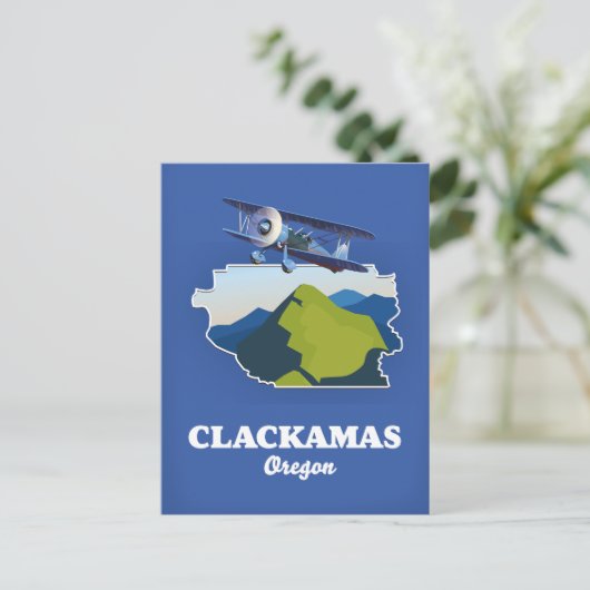 Clackamas Oregonの米国の地図 ポストカード (スタンド正面)