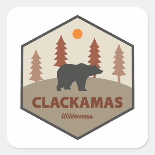 Clackamas Wilderness Oregon Bear スクエアシール (正面)