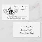 Cladagh配置カード(黒) (結婚の) プレイスカード (正面/裏面)