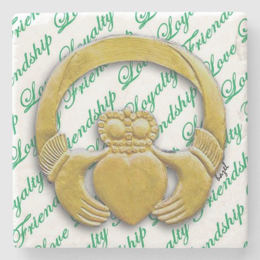 Claddaghのアイルランド語/アイルランドのコースター ストーンコースター (正面)