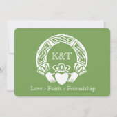 Claddaghイニシャル-カスタマイズ背景色 招待状 (裏面)