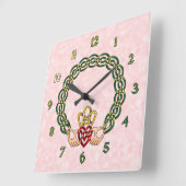 Claddagh スクエア壁時計 (傾斜)