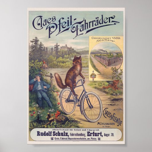 Claes Pfeil-Fahrräder ヴィンテージ ポスター 1905 (正面)