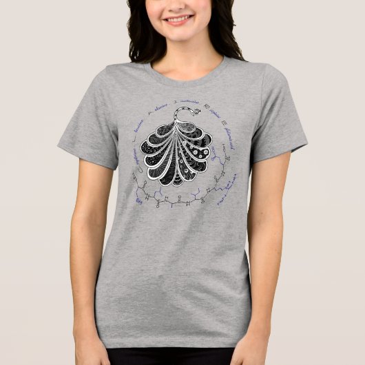 CLAIRE peptide, peacock w/ custom text, light  トライブレンドＴシャツ (正面)