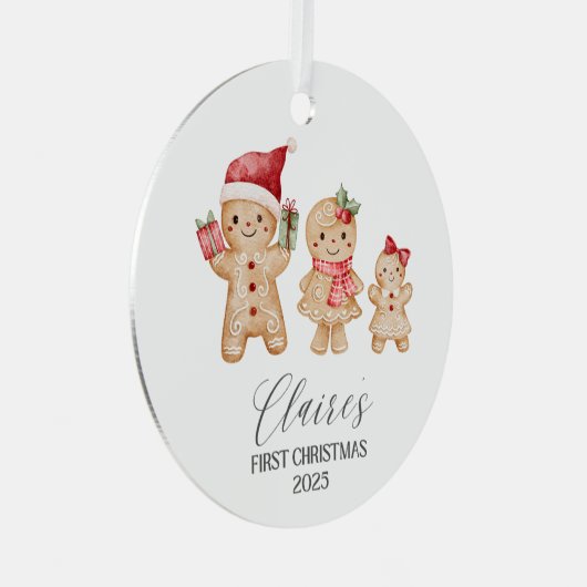 Claire Personalized Baby's First Christmas メタルオーナメント (正面右)