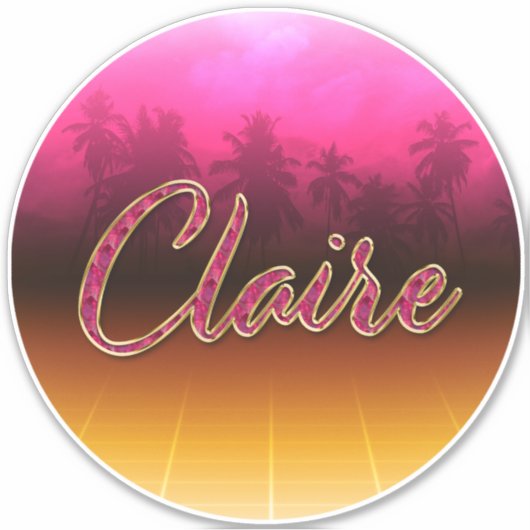 Claire Vorname Name golden pink Aufkleber Sticker シール (正面)