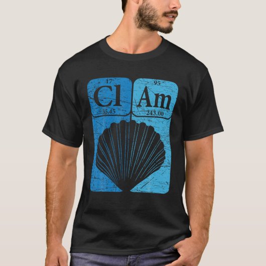 Clam周期表要素海鮮魚介貝Ret Tシャツ (正面)
