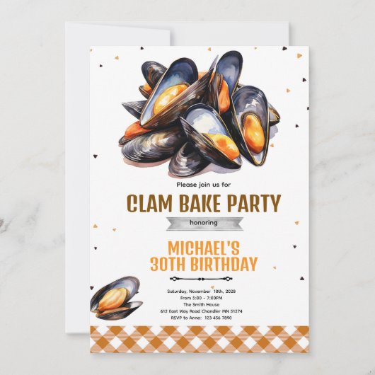 Clam Bake Birthday Party Invitation 招待状 (正面)