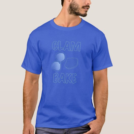 clam bake clambakeレトロヴィンテージのロゴブルー tシャツ (正面)