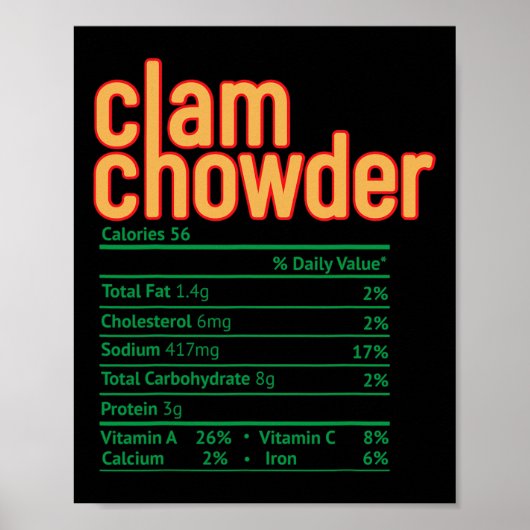 Clam Chowder Nutrition Facts Funny Thanksgiving Ch ポスター (正面)