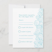 Clam shell & swirls blue & white art wedding RSVP (裏面)