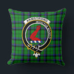Clan Armstrong Badge Tartan, Badge and Logo クッション<br><div class="desc">Official Armstrong Clan tartan, badge, and motto which means, "I am undefeated."</div>