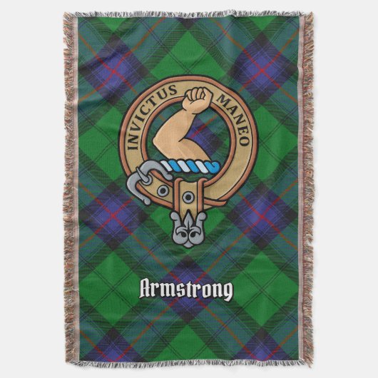 Clan Armstrong Crest over Tartan スローブランケット (正面縦)