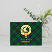 Clan Armstrong Crest over Tartan 箔招待状ポストカード (立ち正面)