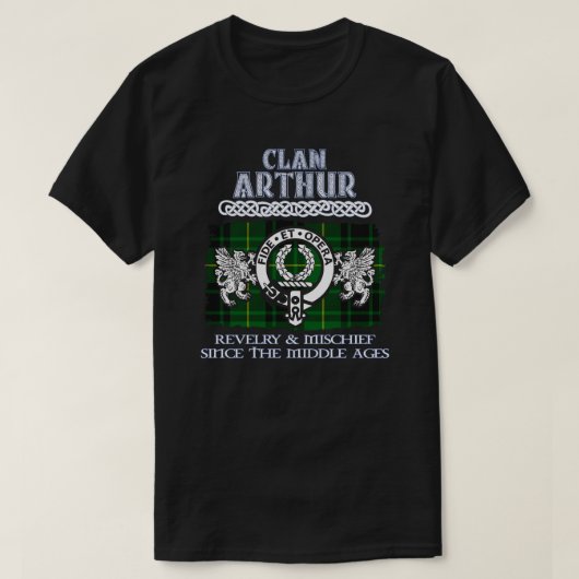 Clan Arthurクレストスコットランドのクランドスコットランドの姓 Tシャツ (デザイン正面)