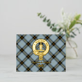 Clan Bell Crest over Tartan 箔招待状ポストカード (立ち正面)