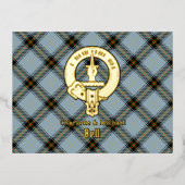 Clan Bell Crest over Tartan 箔招待状ポストカード (正面)