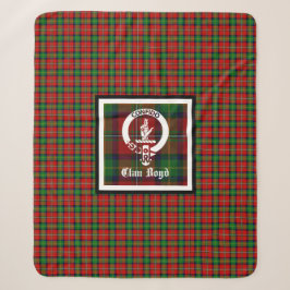 Clan Boyd Crestバッジとタータンチェック シェルパブランケット