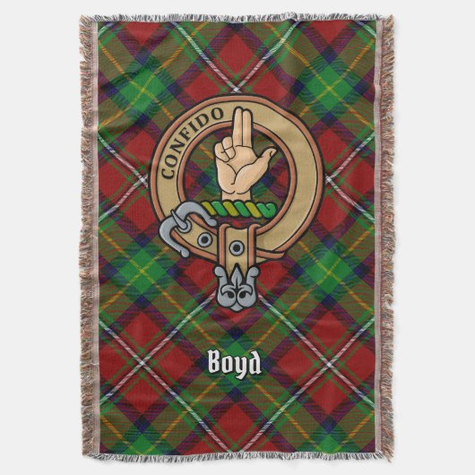 Clan Boyd Crest over Tartan スローブランケット (正面縦)
