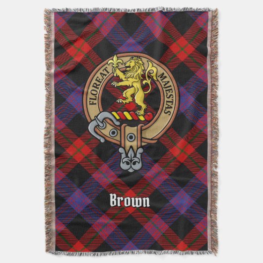Clan Brown Crest over Tartan スローブランケット (正面縦)