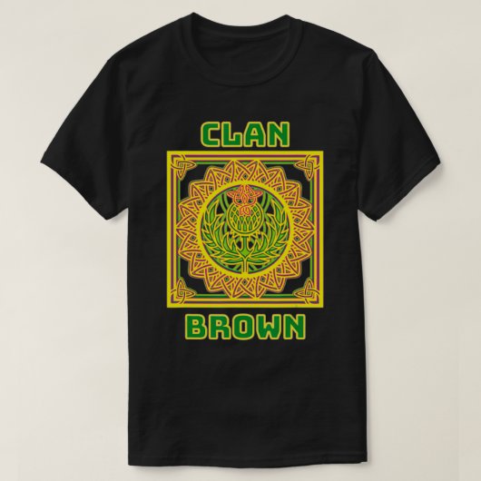 Clan Brown Scottish Celtic Thistle  Tシャツ (デザイン正面)
