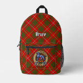 Clan Bruce Crest over Tartan プリントバックパック (正面)