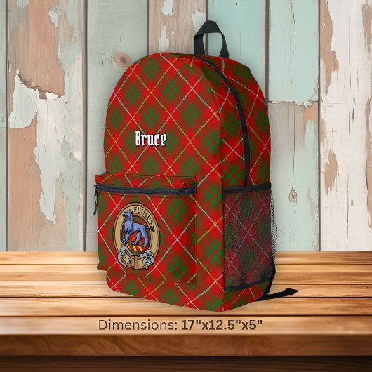 Clan Bruce Crest over Tartan プリントバックパック