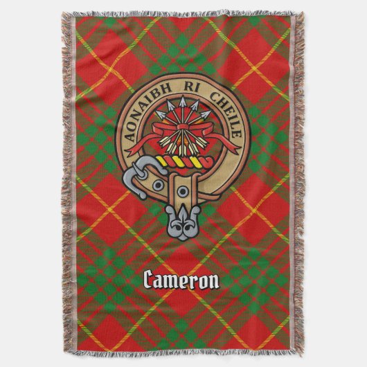 Clan Cameron Crest over Tartan スローブランケット (正面縦)