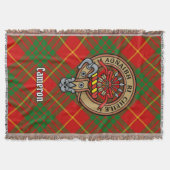 Clan Cameron Crest over Tartan スローブランケット (正面)