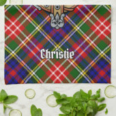 Clan Christie Crest over Tartan キッチンタオル (折り畳み)