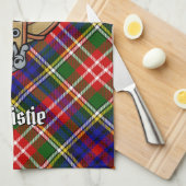 Clan Christie Crest over Tartan キッチンタオル (四つ折り)